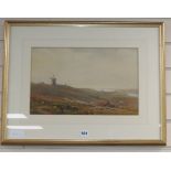 Vivian Rolt, watercolour, Windmill on Mill Hill, Shoreham by Sea, signed, 25 x 40cm