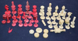 Mixed ivory and bone gaming pieces