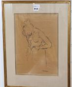 Clifford Hall RBA, ROI (1904-1973), Study of a woman dressing, signed l.r, pencil, 36 x 25cm