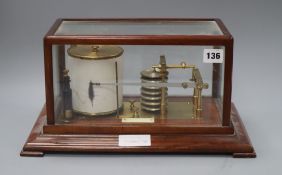 An early 20th century mahogany cased brass barograph height 19cm