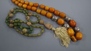 A Bakelite bead necklace and another similar