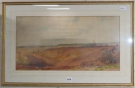 Frederick Henry Partridge (1849-1921), panoramic landscape with figures in the foreground, signed