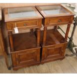 A pair of French two tier bedside cabinets H.86cm