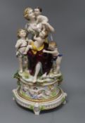 A Sitzendorf style porcelain figure group height 44cm