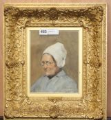 Willy Sluiter (Dutch 1873-1949), 'An Old Dutch Woman', signed, titled verso and gallery label,