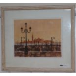 Ben Manchipp, watercolour, San Giorgio from St Marks, signed, 30 x 38cm