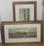 A set of four reproduction colour prints, Panorama along The Thames, 21 x 56cm