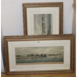 A set of four reproduction colour prints, Panorama along The Thames, 21 x 56cm