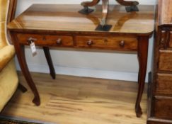 A Victorian rosewood side table fitted two drawers, on cabriole legs W.96cm