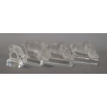 Four Lalique animals: bison, deer and two bulls tallest 10cm