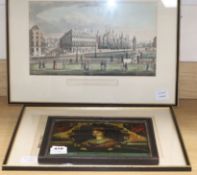 I. Bruce, coloured aquatint, View of Brighton from The Old Steine, 22 x 38cm, a View of The Pavilion