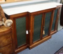 A Victorian rosewood breakfront chiffonier with white marble top W.152cm