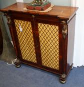 A small Regency rosewood dwarf bookcase W.84cm