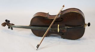 A Klingenthal Saxony cello, c.1890, apocryphal Stradivarius label, together with an East German