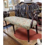 A Hepplewhite design triple chair back settee W.144cm