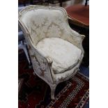 A Louis XV style painted and parcel-gilt armchair