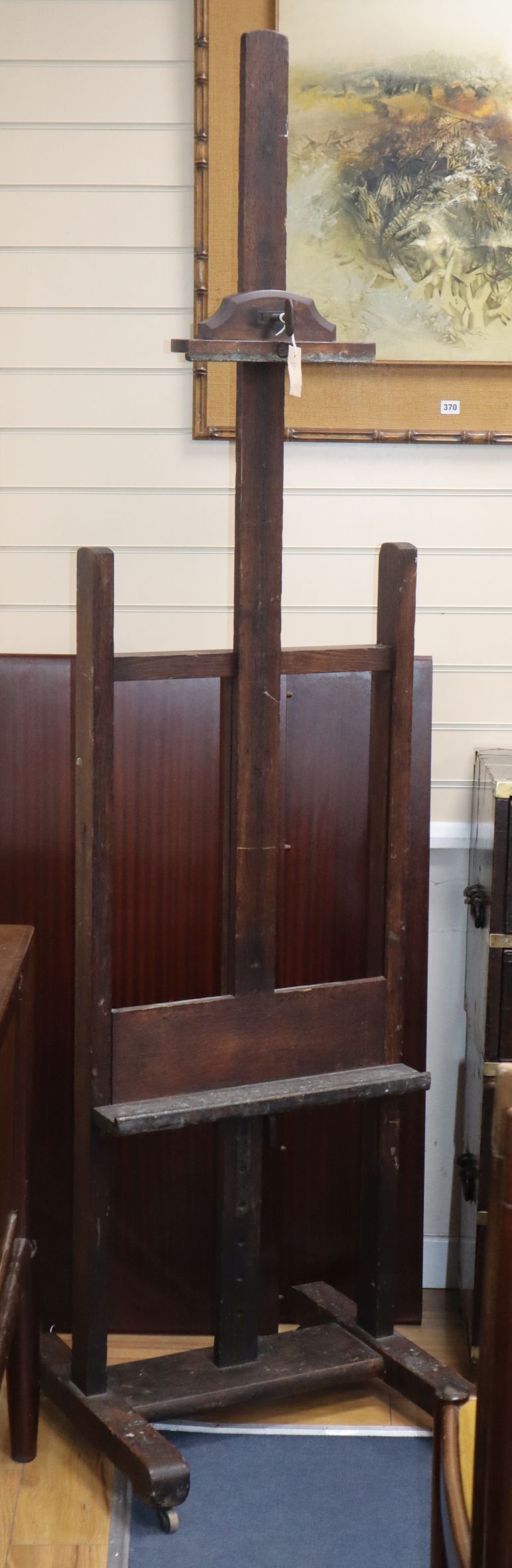 A Victorian artist's studio easel, once the possession of Theodore Roussel, by repute from his Paris