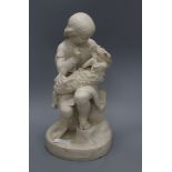 A Copeland figure of a lady and child, marked J.Durham.Sq. 1862 and 'Go to Sleep', and Art Union