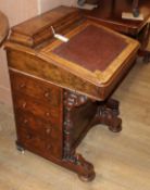 A Victorian banded walnut davenport W.54cm