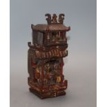A Chinese gilt and red lacquered temple carving height 19cm