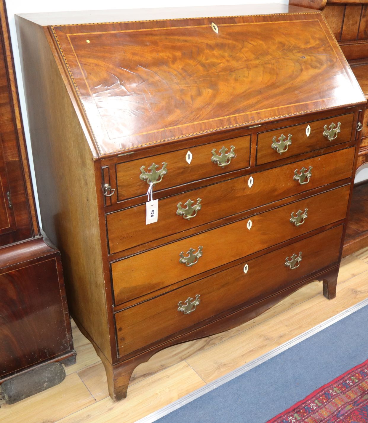 A George III mahogany bureau W.100cm