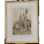 Edmund Morison Wimperis, watercolour, Figure beside a church, initialled and dated '94, 34 x 24cm