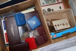 A collection of UK and World coins including 18th/19th century pennies, half pennies and