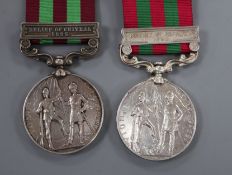 Two India General Service 1895-1902 medals with Relief of Chitral clasps to; (Assistant Judge