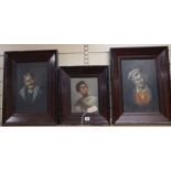 Neapolitan School, 3 oils on canvas, pair of portraits of an elderly couple and study of a boy