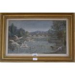 Francis D. Bedford, oil on canvas, The Serpentine, label verso, 24 x 42cm