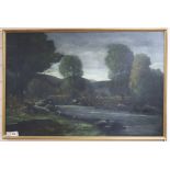 Attributed to Percy Learson oil on canvas, River landscape, 60 x 90cm