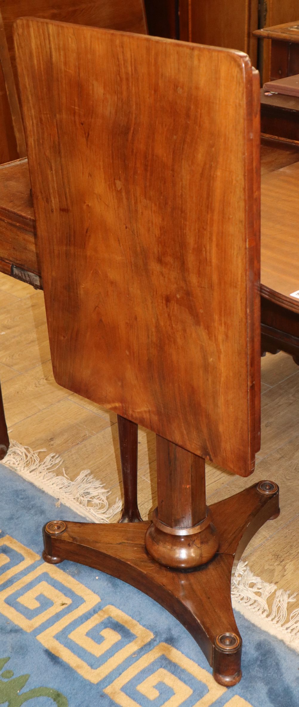 An early Victorian rosewood centre table of rectangular form on pillar and platform base W.68cm - Image 2 of 2