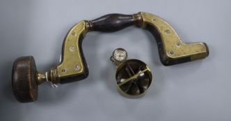 A brass anemometer by Davis Derby and a William Harples brace