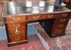 A George III mahogany pedestal partners desk (restored) W.160cm