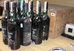 Eight bottles of Croft 1970 Port, one Warre's 1975 and one Taylor's Late Bottled Vintage, 1979