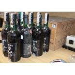 Eight bottles of Croft 1970 Port, one Warre's 1975 and one Taylor's Late Bottled Vintage, 1979