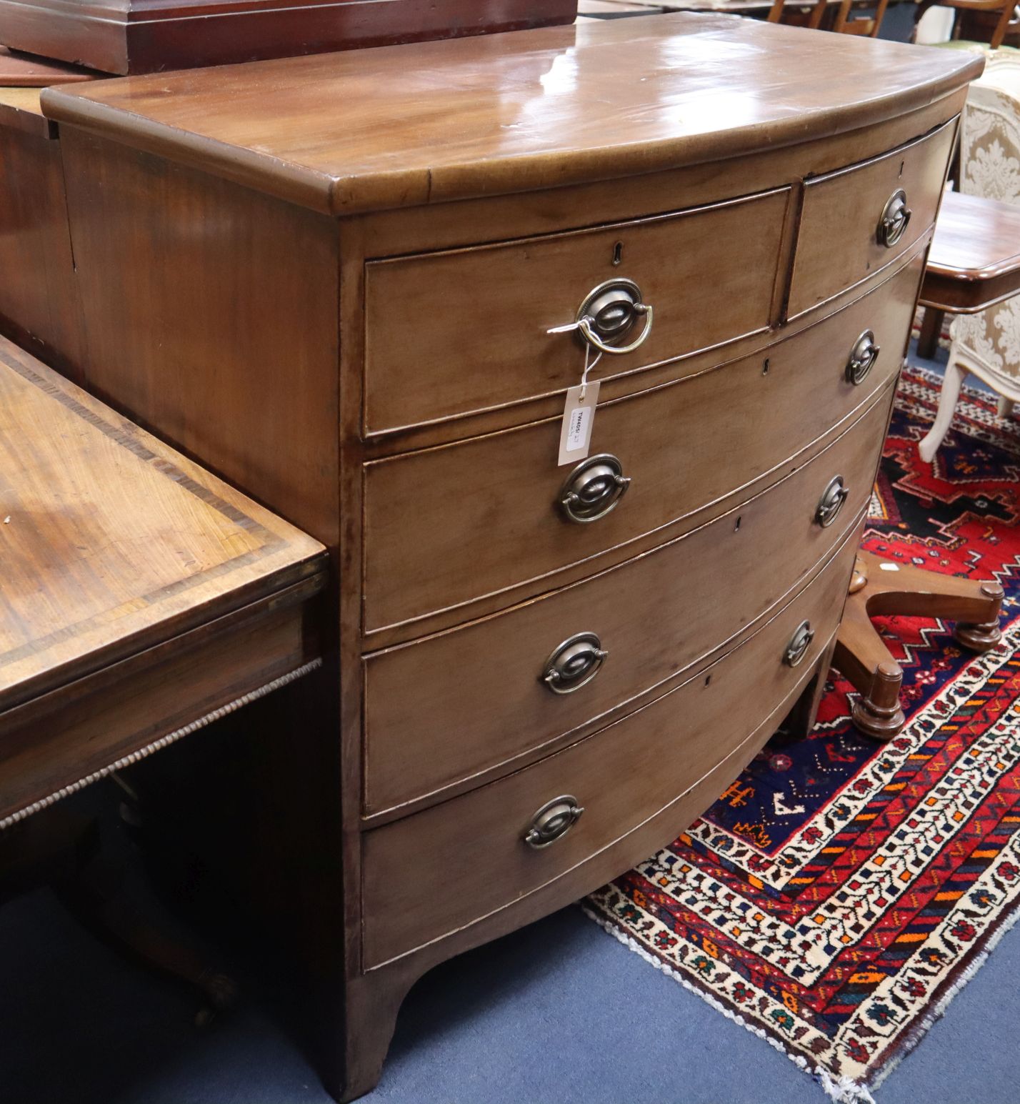 A 19th century mahogany bow-fronted chest of drawers W.100cm