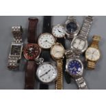 A small group of assorted gentleman's wrist watches including Citron and Jeep.
