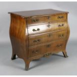 A 19th century Dutch ormolu mounted mahogany bombe commode, with serpentine top, fitted four