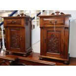 A pair of Victorian style mahogany bedside cabinets W.50cm