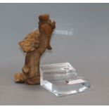 A Chinese carved wood figure of a goddess, on perspex base height 19.5cm excl. base