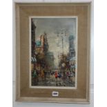 Antonio Da Vitti, oil on board, Paris street scene, 37 x 24cm