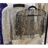 A 1940's crepe and sequin evening jacket and a 1930's net sequinned bolero (2)