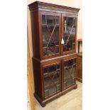 A Georgian design mahogany two-section glazed bookcase H.186cm