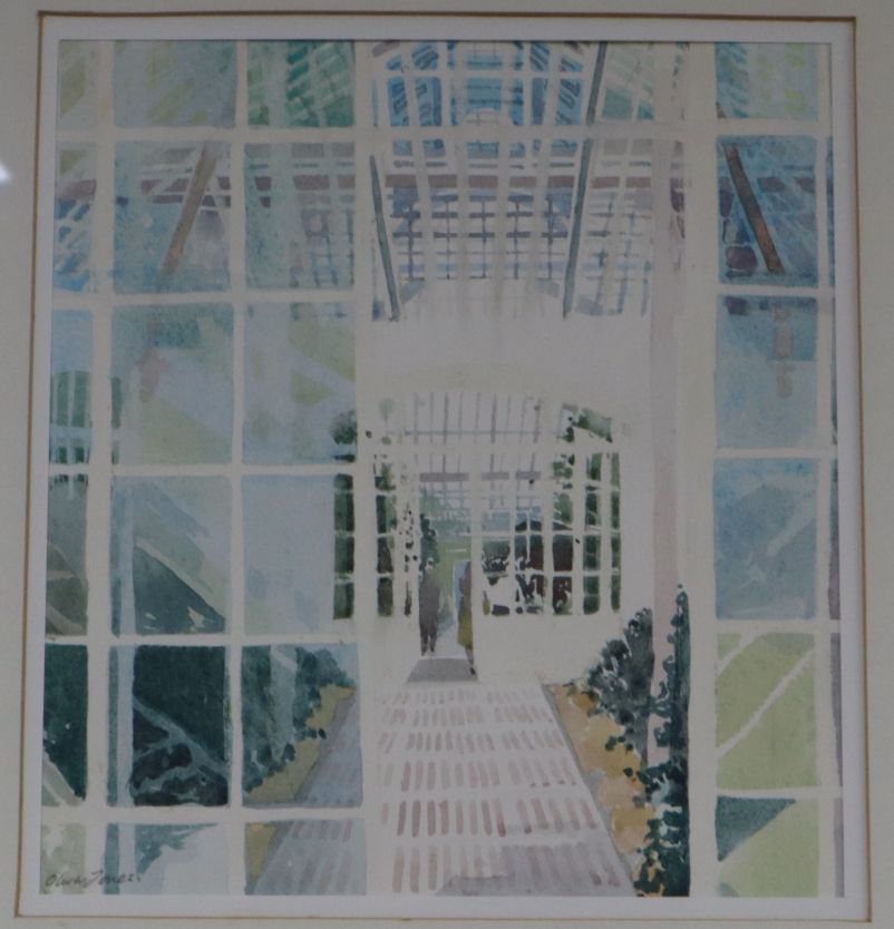 Olwen Jones, watercolour, 'New Conservatory, Kew', signed 25 x 22cm