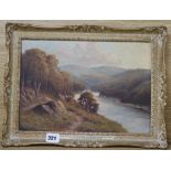 Douglas Falconer, oil on board, The River Tweed above Melrose, Scotland, signed, 24 x 34cm