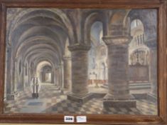 Roda Procter, oil on canvas board, St Bartholomews, Smithfield, signed, 35 x 50cm