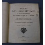 Géographique de L'Armée, Tables De Logarithmes, 1 vol, brown leather, Imprimerie Nationale, Paris