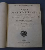 Géographique de L'Armée, Tables De Logarithmes, 1 vol, brown leather, Imprimerie Nationale, Paris