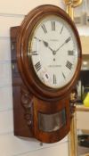 A Victorian mahogany drop dial wall timepiece "Thomas Pen-Y-Groes" H.59cm